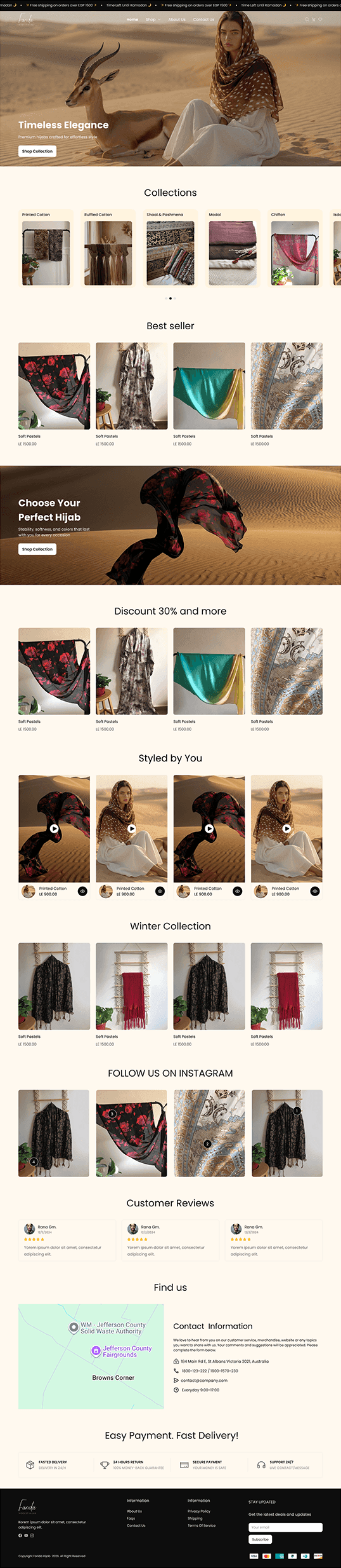 Farida Hijab website screenshot